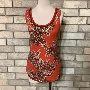 Miss Me Orange Floral Print Tank Top